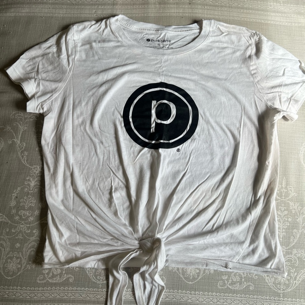 Pure Barre White and Black Short Sleeve Tee